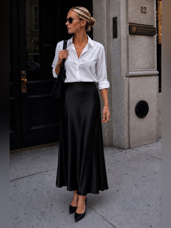 Rachel Zoe Dresses & Skirts - Rachel Zoe Black Satin Maxi Slip Skirt Size 12 90s Minimalist Bias Cut